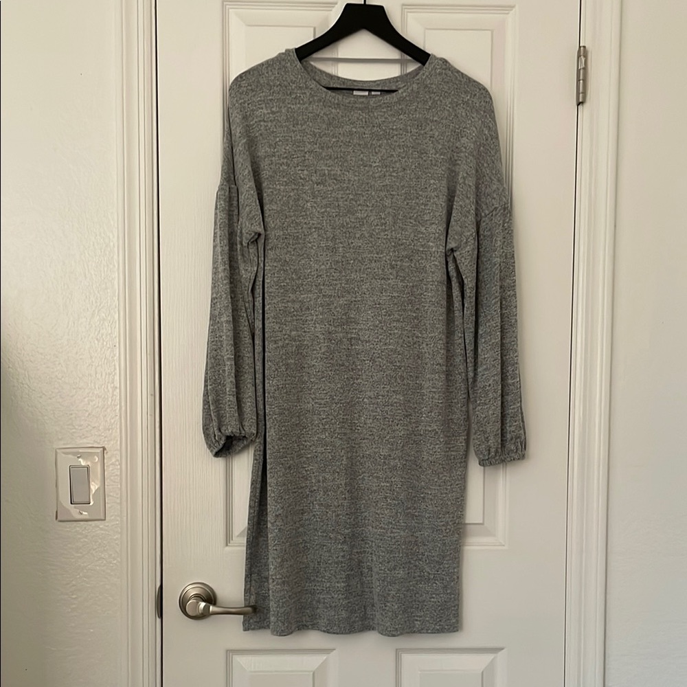 Gray Long Sleeve Sweater Dress